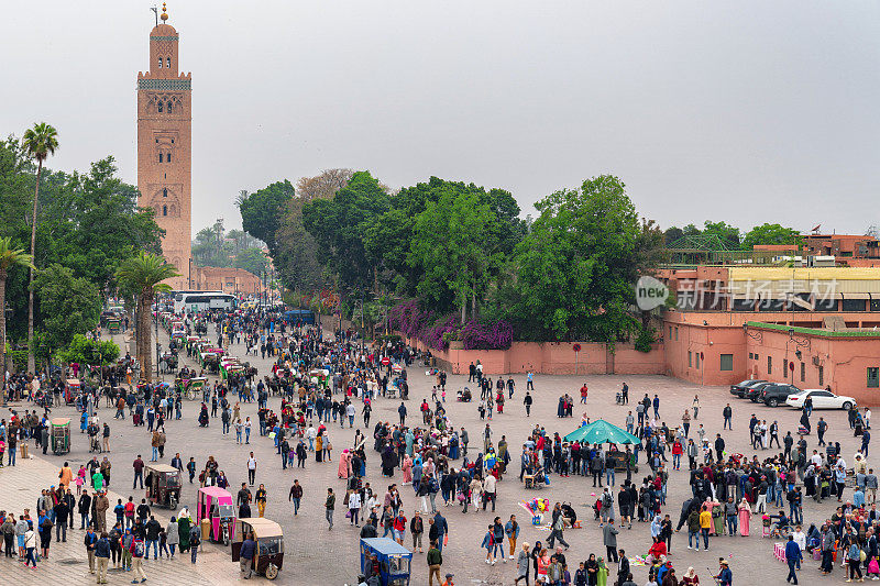 摩洛哥马拉喀什的Jemaa el-Fnaa城镇广场